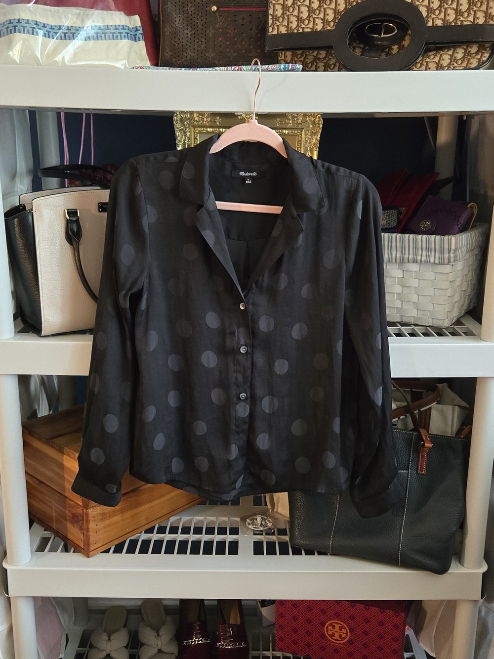 Madewell Black Polka Dot Button-Down Shirt